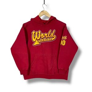 Vintage Y2K World Industries Hoodie Youth Large Red Script Skater Grunge Retro